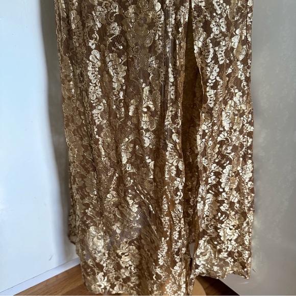Vintage Y2K Dripping Gold Victoria’s Secret Laced Maxi Dress sz M - Picture 5 of 11